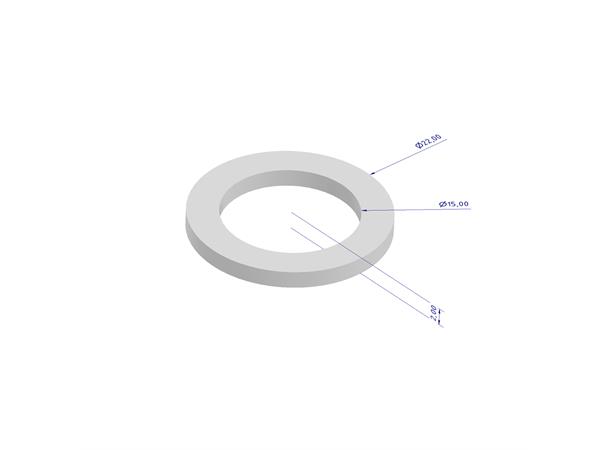 Pakning, 22x15x2mm, 2 stk Til pumpefittings 